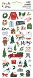 Simple Stories - Winter Cottage puffy stickers