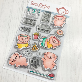 Time for Tea - Workout Pigs clear stamps