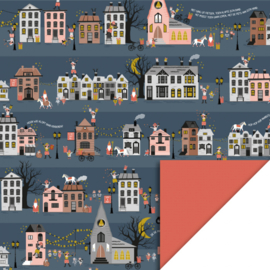 Sint - Straat Blue - Soft Red (70 cm x 3 m)