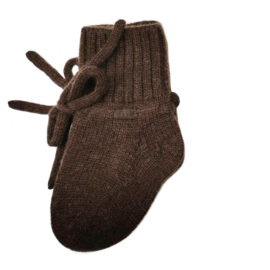 Merino wol booties dark brown