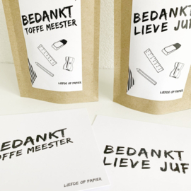 Bedankt| Lieve juf | Liefde op papier