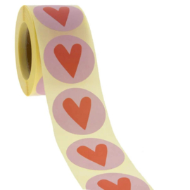 Ronde sticker Rood hartje 10 stuks