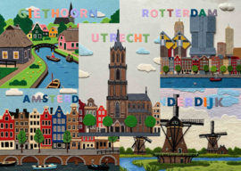 Postcards set Cities of felt