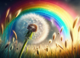 Dandelion with rainbow