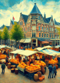 Nederland in van Gogh stijl - Kaasmarkt