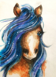 Horse with blue manes
