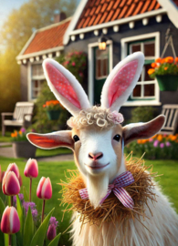 Goat as Easter bunny