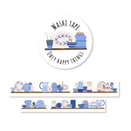 Washi tape Blue ceramics