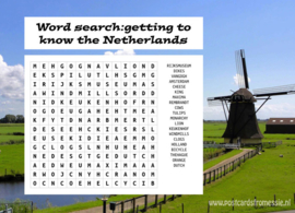 Woordzoeker ansichtkaart Nederland