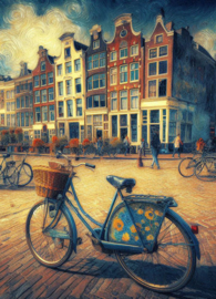 Nederland in van Gogh stijl - Fiets in Amsterdam