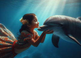 Girl with dolphin