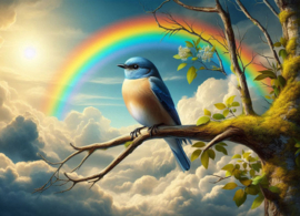 Bird with rainbow
