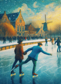 The Netherlands in van Gogh style - Ice skating