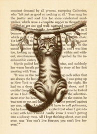 Dieren vintage boekenkaart - Poes