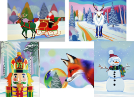 Postcard set Colorful Christmas/Winter