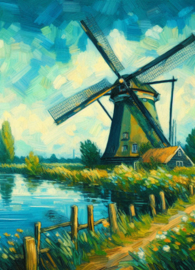 Nederland in van Gogh stijl - Molen