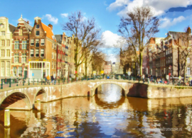 Aquarel ansichtkaart - Amsterdam