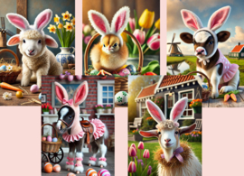 Postcard set - Animals as Easter bunny