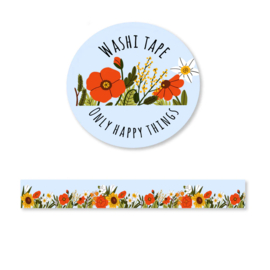 Washi tape Blooming flowers blue