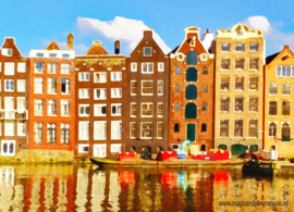 Watercolour postcard - Canal houses