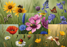 Postcard set - Flowers and insects