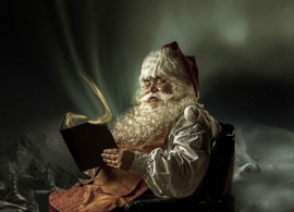 Santa Claus reads a book