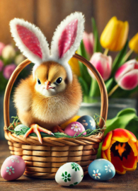 Chick as Easter bunny