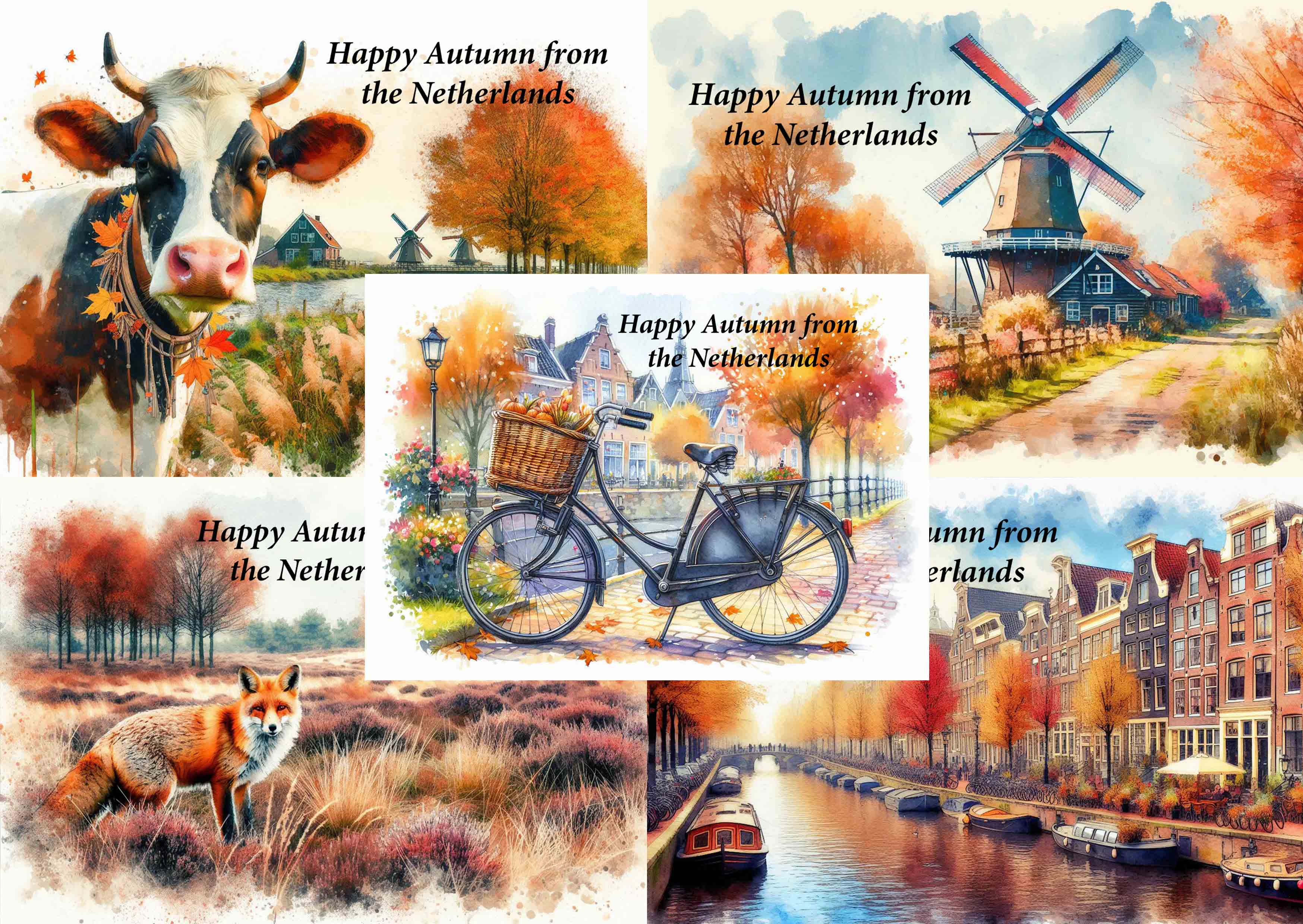 Postcard set Happy Autumn from the Netherlands
