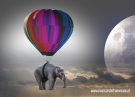 Olifant onder een luchtballon