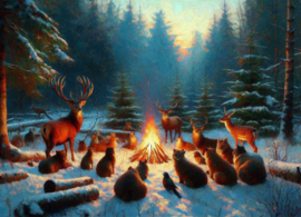 Christmas painting - Forest animals