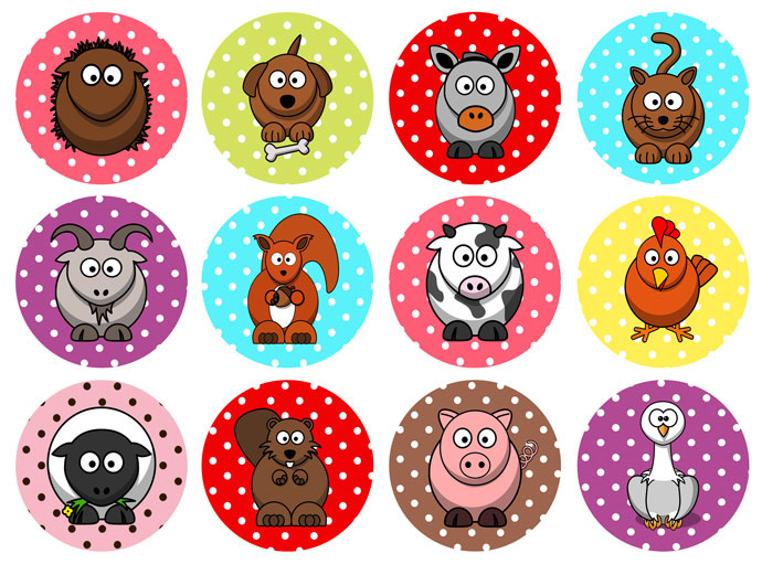 Polkadot animal stickers