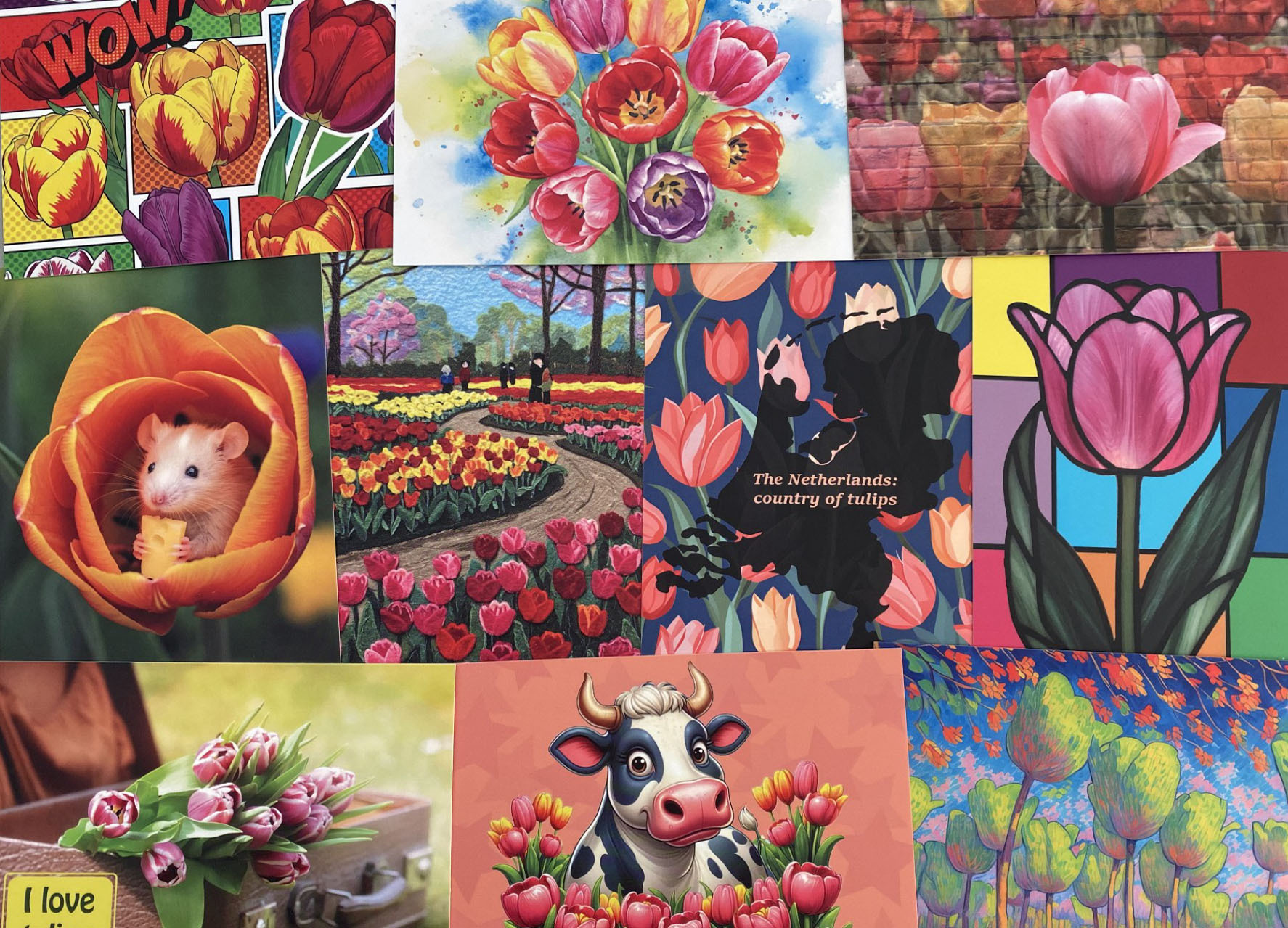 setje kaarten met tulpen