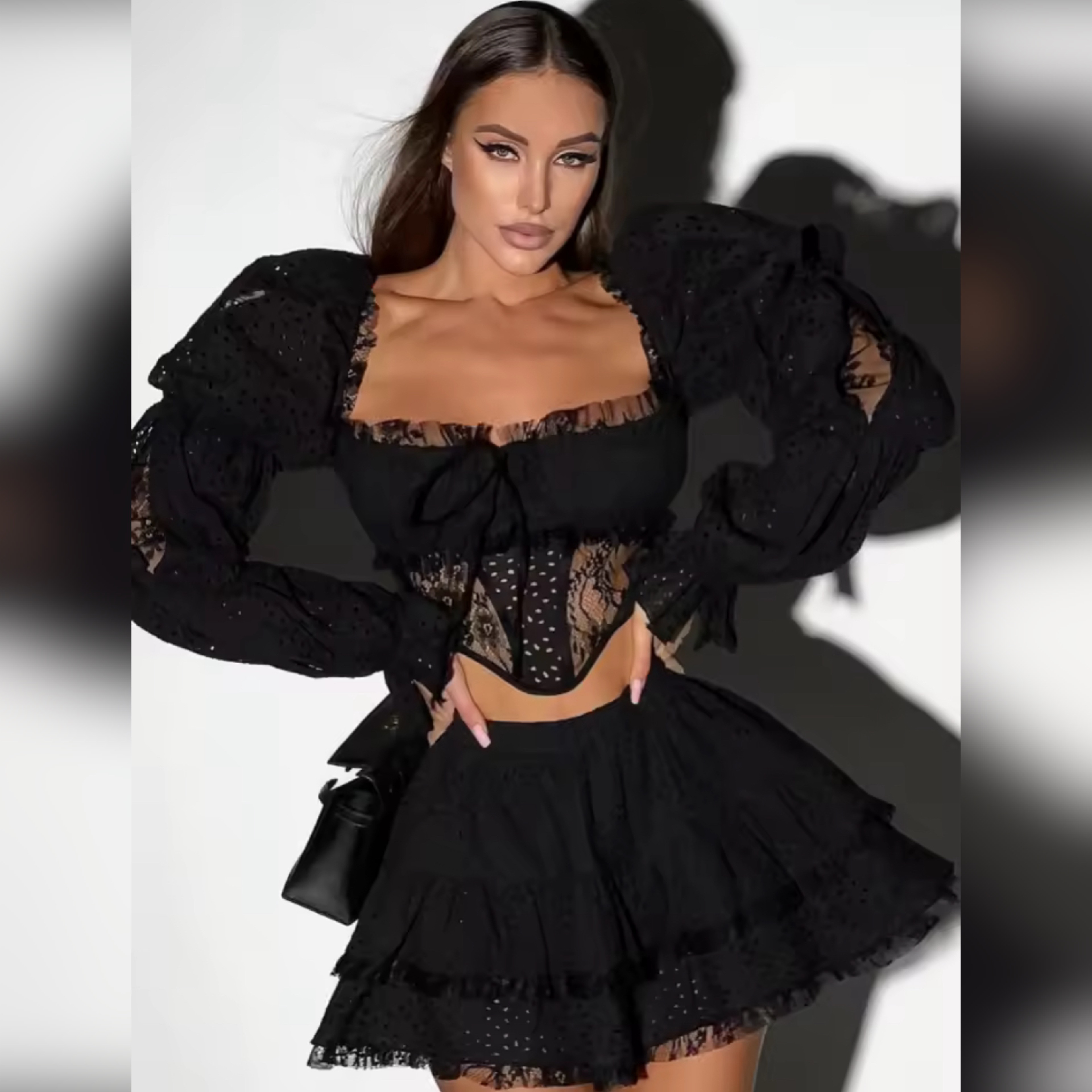 BLACK BRODERIE SET