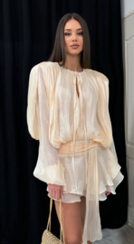 SILK NUDE DRESS WITH SHORT PANTS