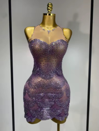 PURPLE EMBROIDERED DRESS