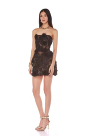 FLOWER BLACK SHORT DRESS