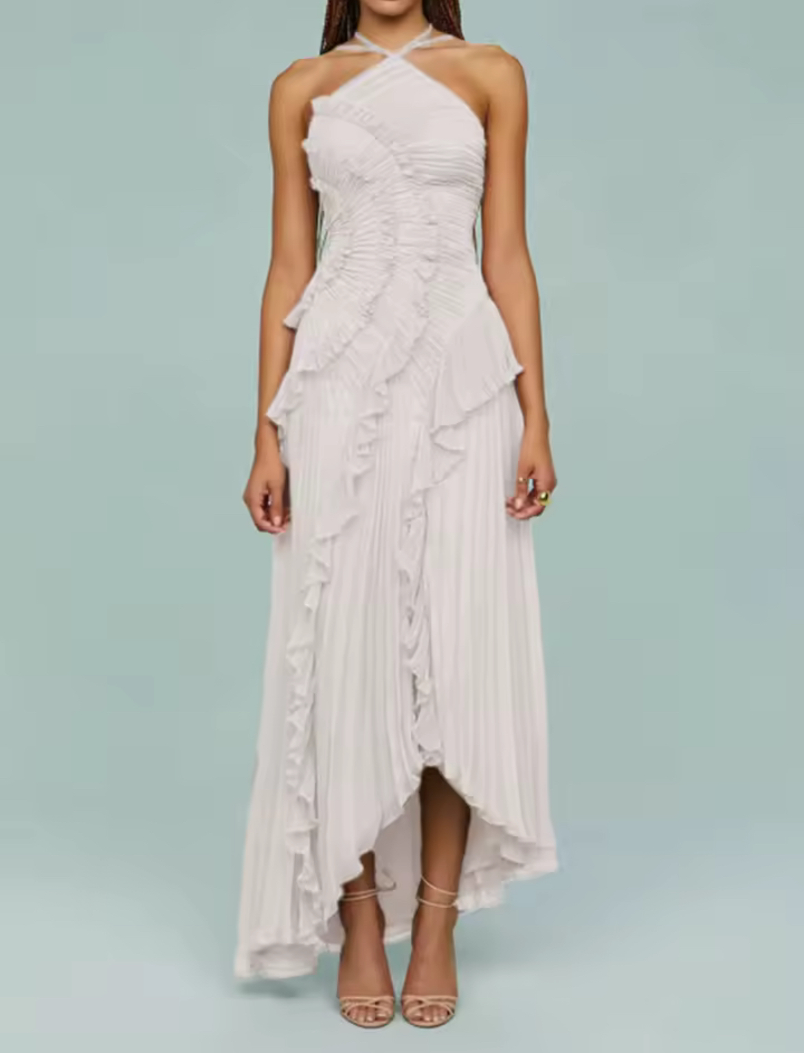 WHITE FLAIRED DRESS