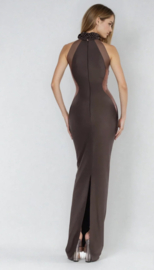 BROWN BRAIDED MAXI DRESS