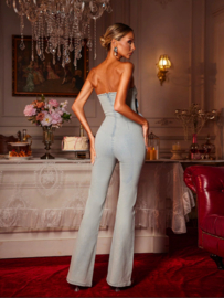 DENIM FLOWER JUMPSUIT