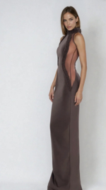BROWN BRAIDED MAXI DRESS