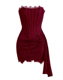 CORSET DRESS BURGUNDY