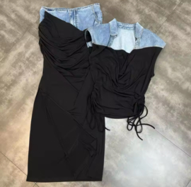 JEANS BLACK SKIRT AND TOP