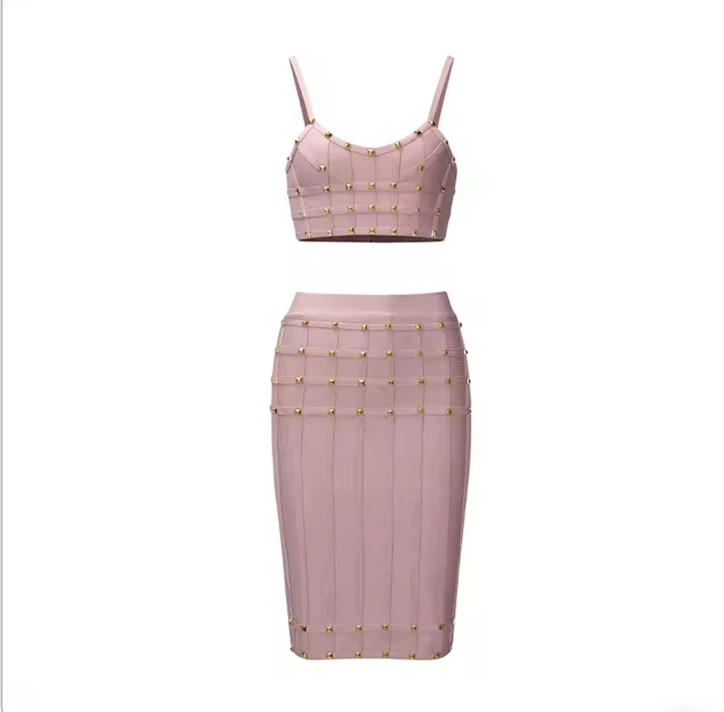 PINK NUDE STUDS TWO PIECE