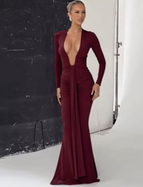 BURGUNDY MACI DRESS