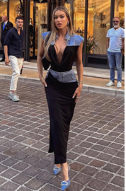 JEANS BLACK SKIRT AND TOP