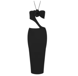 BLACK MIDI STAR DRESS