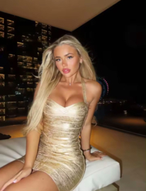 GOLD BANDAGE DRESS