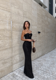 BLACK STUDDED MAXI DRESS