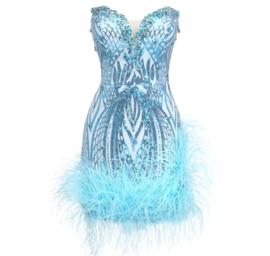 BLUE FEATHER DRESS