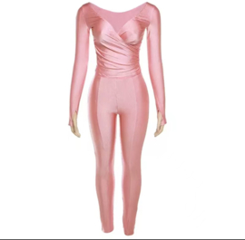 SATIN TOP & PANTS PINK